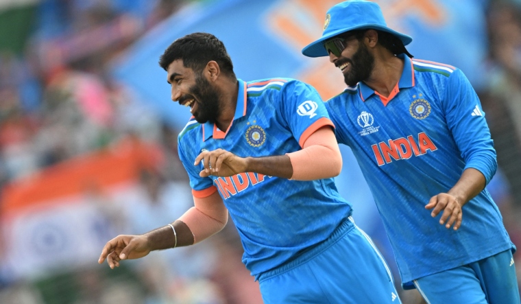 Jasprit Bumrah with Ravindra Jadeja _ AFP